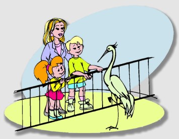 Dick, Jane and Mom have fun at the Zoo ... as long as they can dodge the falling trees.