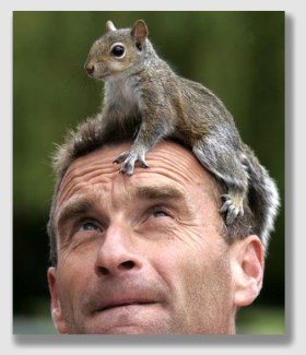 Squirrels can be frightening creatures. Just look at the terror on this victim's face.